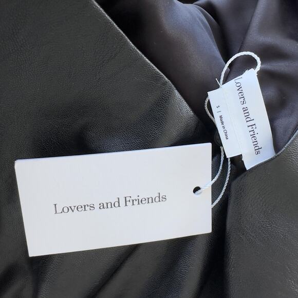 Lovers and Friends Romper Small Black Faux Leather Taina One Shoulder Mini Party - Picture 5 of 8